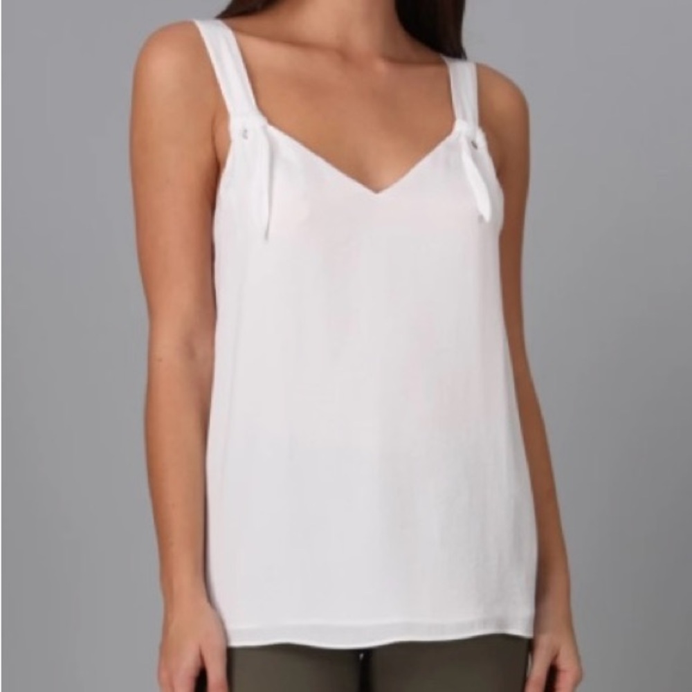 Knotted Strap Front Tank Women's Top - White